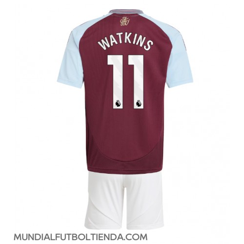 Camiseta Aston Villa Ollie Watkins #11 Primera Equipación Replica 2024-25 para niños mangas cortas (+ Pantalones cortos)